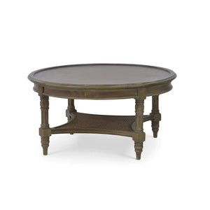 Bramble Montego Coffee Table Small In Straw Wash W/ Rattan Glaze Shelf-Bramble-Blue Hand Home