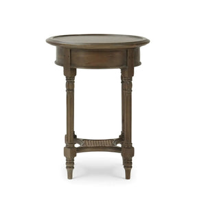 Bramble Montego Side Table In Straw Wash W/ Rattan Glaze Shelf-Bramble-Blue Hand Home