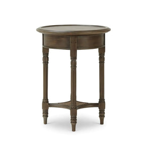 Bramble Montego Side Table In Straw Wash W/ Rattan Glaze Shelf-Bramble-Blue Hand Home