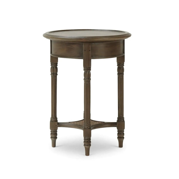 Bramble Montego Side Table In Straw Wash W/ Rattan Glaze Shelf-Bramble-Blue Hand Home