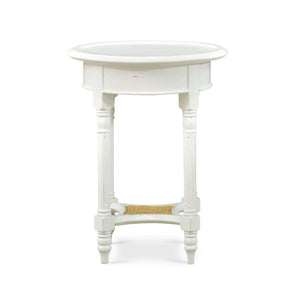 Bramble Montego Side Table In White Harvest W/ Rattan Natural Shelf-Bramble-Blue Hand Home