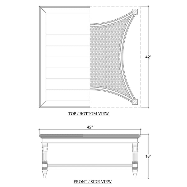 Bramble Montego Square Coffee Table In Architectural White W/ Rattan Natural-Bramble-Blue Hand Home