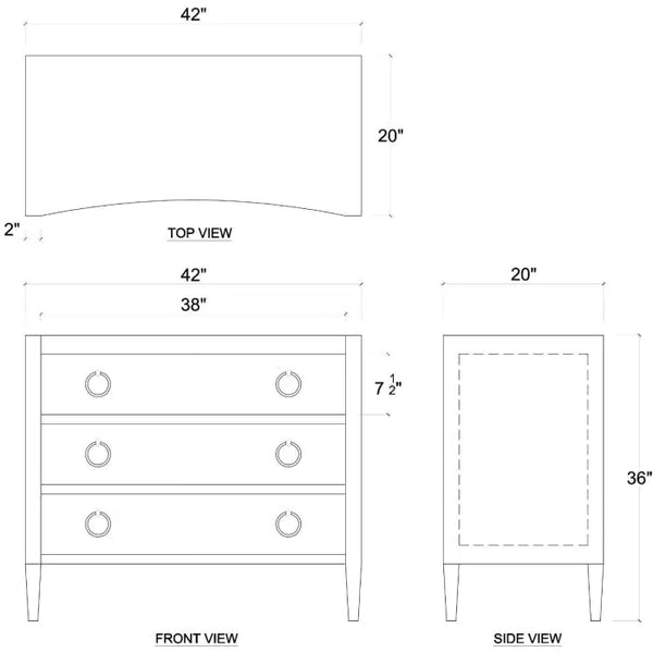 Bramble Mornington Linen Wrapped 3 Drawer Dresser In Linen Pale Blue-Bramble-Blue Hand Home