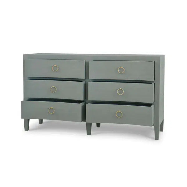 Bramble Mornington Linen Wrapped 6 Drawer Dresser In Linen Pale Blue-Bramble-Blue Hand Home