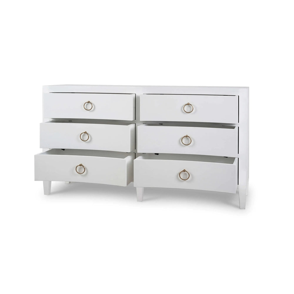 Bramble Mornington Linen Wrapped 6 Drawer Dresser In True White-Bramble-Blue Hand Home