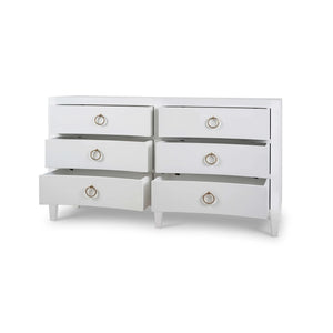 Bramble Mornington Linen Wrapped 6 Drawer Dresser In True White-Bramble-Blue Hand Home