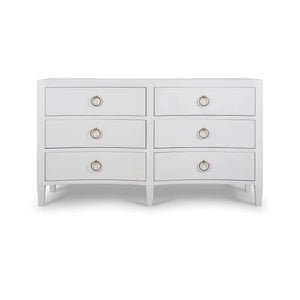 Bramble Mornington Linen Wrapped 6 Drawer Dresser In True White-Bramble-Blue Hand Home