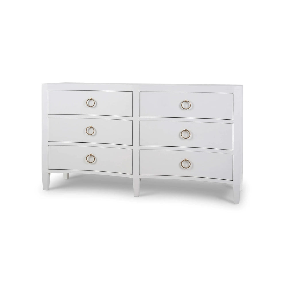 Bramble Mornington Linen Wrapped 6 Drawer Dresser In True White-Bramble-Blue Hand Home