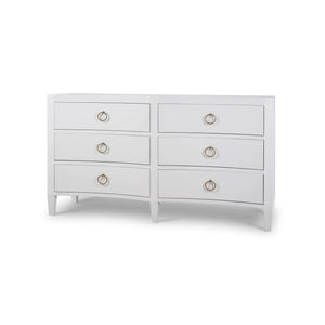 Bramble Mornington Linen Wrapped 6 Drawer Dresser In True White-Bramble-Blue Hand Home