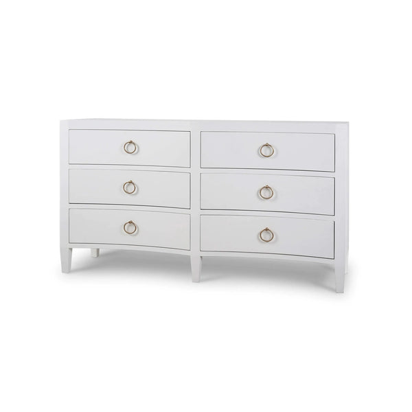 Bramble Mornington Linen Wrapped 6 Drawer Dresser In True White-Bramble-Blue Hand Home