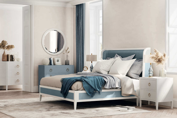 Bramble Mornington Linen Wrapped Nightstand In Linen Pale Blue-Bramble-Blue Hand Home