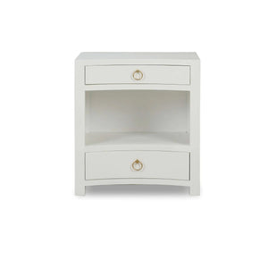 Bramble Mornington Open Shelf Bedside Table Linen Wrapped In True White-Bramble-Blue Hand Home