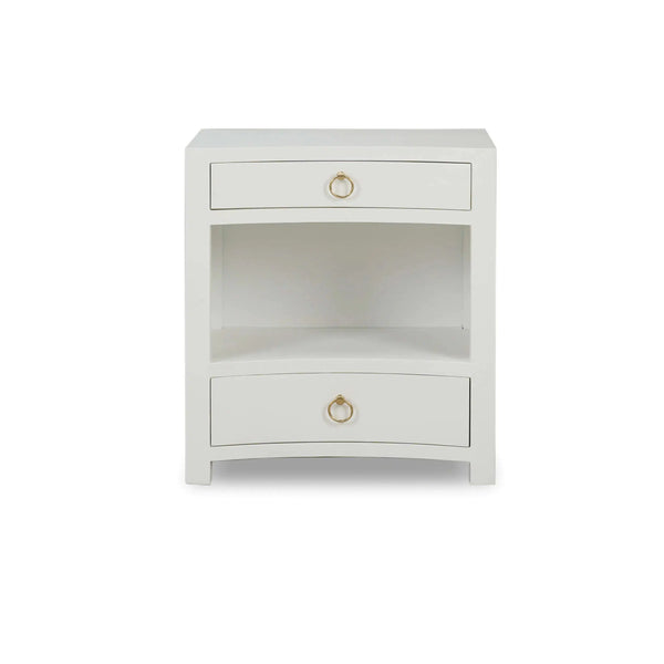 Bramble Mornington Open Shelf Bedside Table Linen Wrapped In True White-Bramble-Blue Hand Home