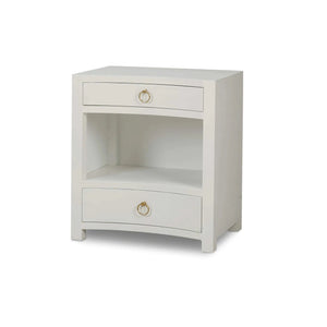 Bramble Mornington Open Shelf Bedside Table Linen Wrapped In True White-Bramble-Blue Hand Home