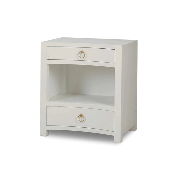 Bramble Mornington Open Shelf Bedside Table Linen Wrapped In True White-Bramble-Blue Hand Home