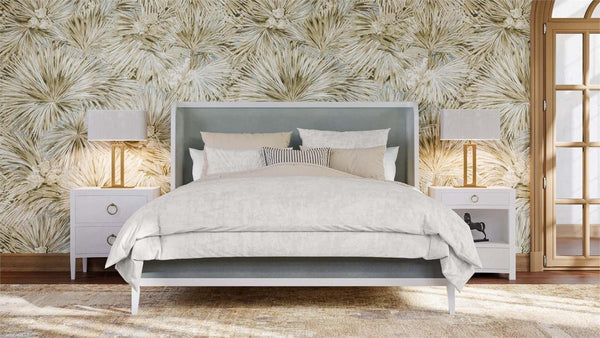 Mornington Upholstered & Linen Wrapped Bed King-Blue Hand Home