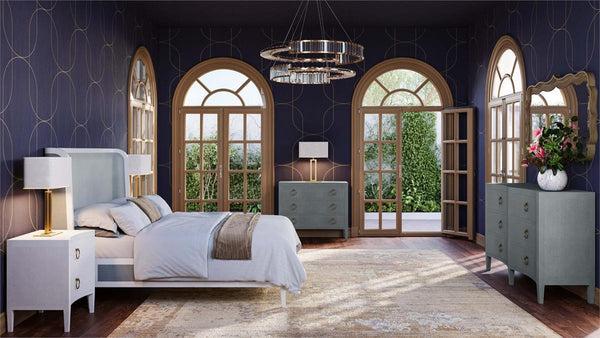 Mornington Upholstered & Linen Wrapped Bed King-Blue Hand Home