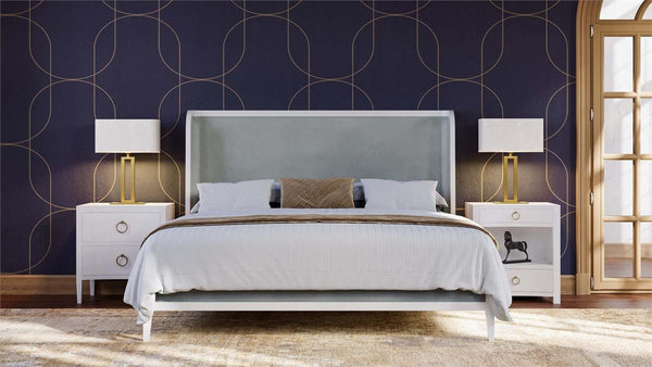 Mornington Upholstered & Linen Wrapped Bed King-Blue Hand Home