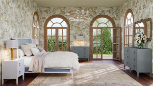 Mornington Upholstered & Linen Wrapped Bed King-Blue Hand Home