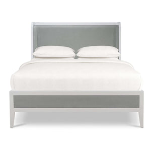 Mornington Upholstered & Linen Wrapped Bed Queen-Blue Hand Home