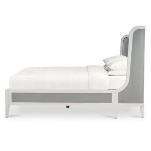 Mornington Upholstered & Linen Wrapped Bed Queen-Blue Hand Home