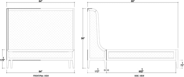 Mornington Upholstered & Linen Wrapped Bed Queen-Blue Hand Home