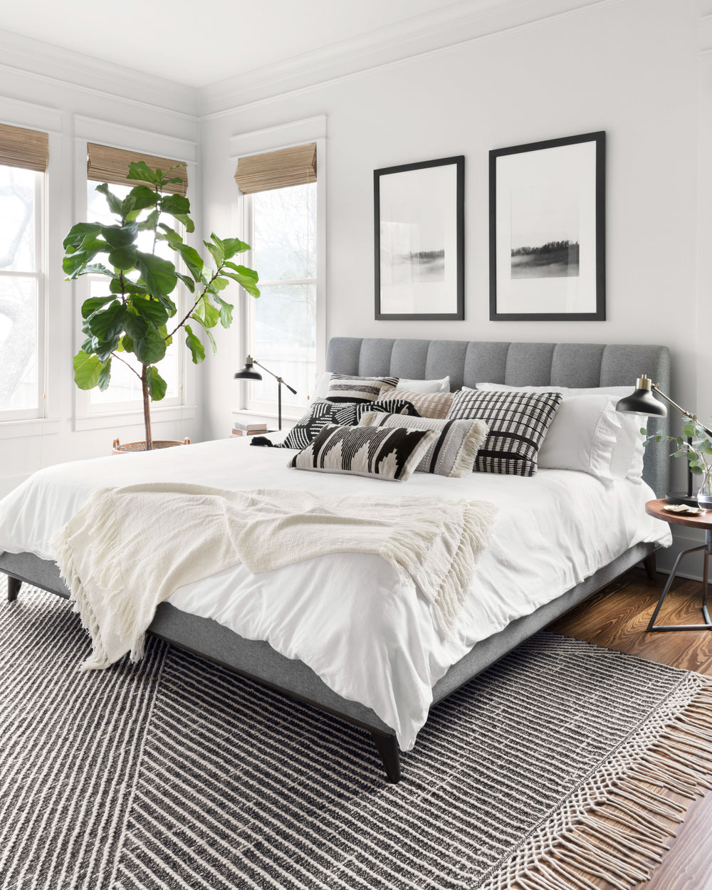 Magnolia Home by Joanna Gaines x Loloi Newton Rug - Charcoal / Ivory-Blue Hand Home