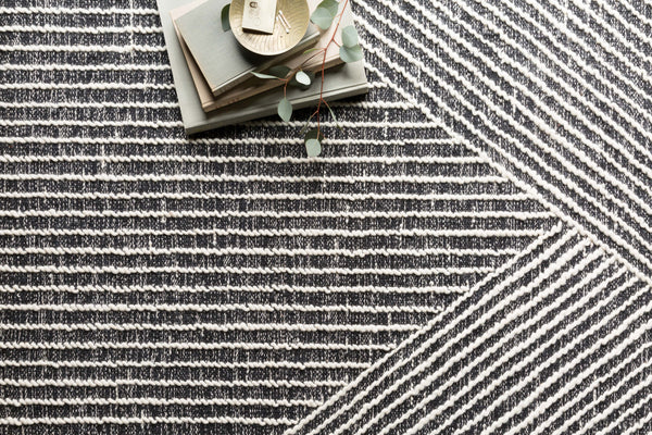 Magnolia Home by Joanna Gaines x Loloi Newton Rug - Charcoal / Ivory-Blue Hand Home