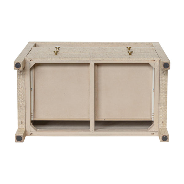 Paloma 2 Drawer Raffia Wrapped Night Stand with Shelf, 28"W, Natural