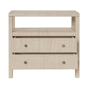Paloma 2 Drawer Raffia Wrapped Night Stand with Shelf, 28"W, Natural