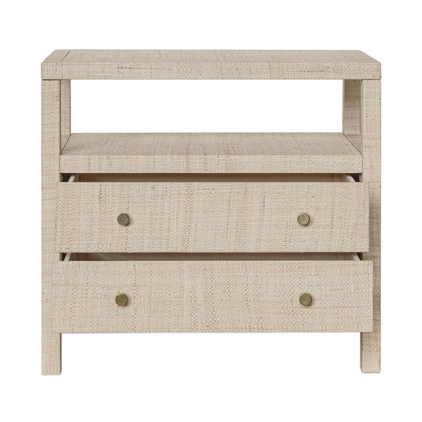 Paloma 2 Drawer Raffia Wrapped Night Stand with Shelf, 28"W, Natural