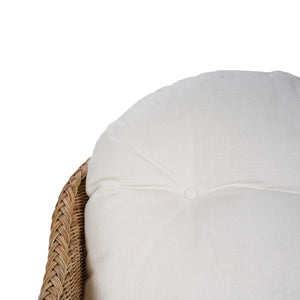 Bramble Nantucket Swivel Chair in Rattan Natural w/ Arctic White Performance Fabric-Bramble-Blue Hand Home