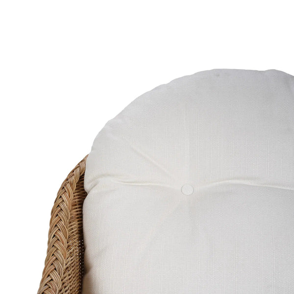 Bramble Nantucket Swivel Chair in Rattan Natural w/ Arctic White Performance Fabric-Bramble-Blue Hand Home