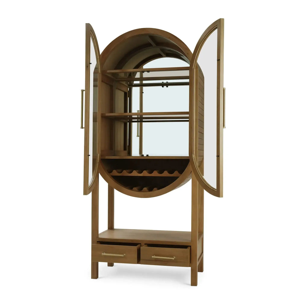 Bramble Napa Wine Cabinet W/ Mirrored Back In Antique French Oak-Bramble-Blue Hand Home