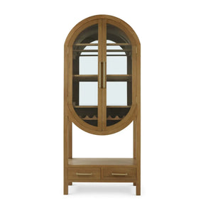 Bramble Napa Wine Cabinet W/ Mirrored Back In Antique French Oak-Bramble-Blue Hand Home