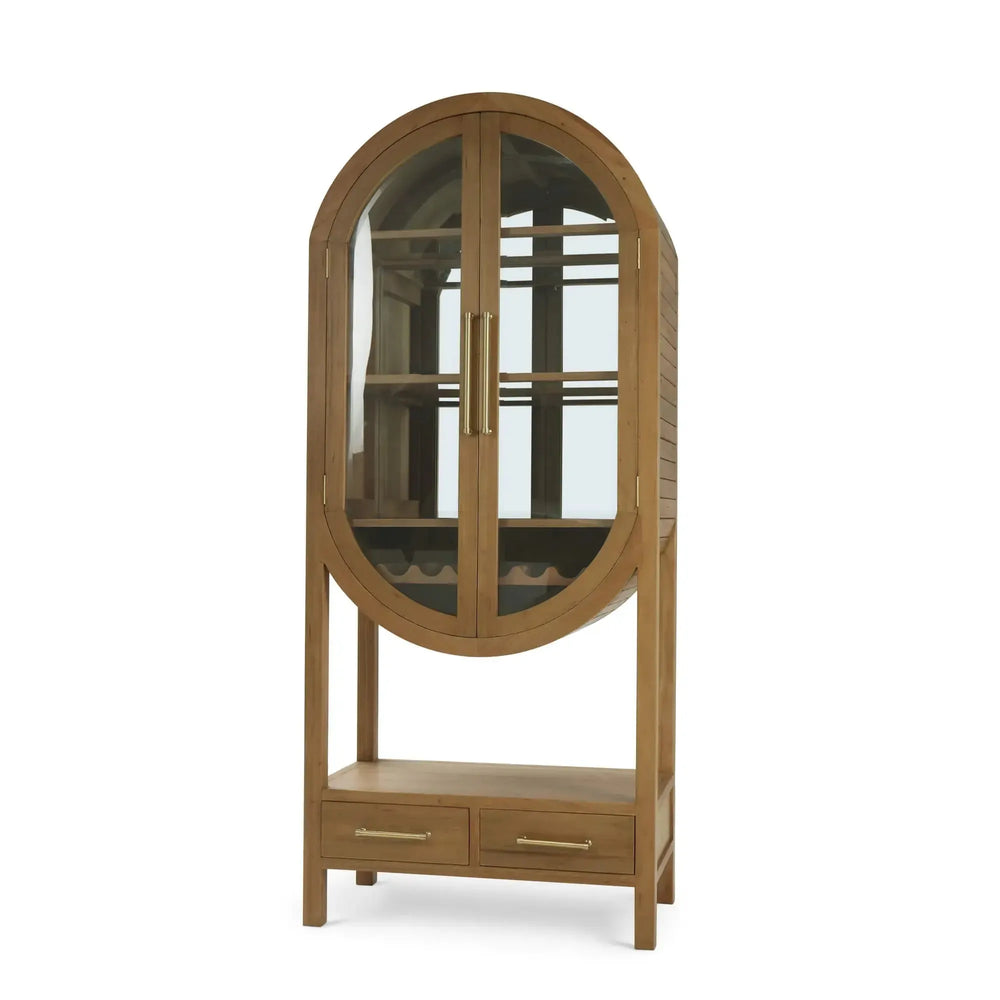 Bramble Napa Wine Cabinet W/ Mirrored Back In Antique French Oak-Bramble-Blue Hand Home