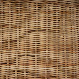 Bramble Newport In Rattan Natural Round Small Ottoman W/ W/ Arctic White Performance Fabric-Bramble-Blue Hand Home