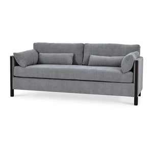 Bramble Normandy Sofa in Walnut w/ Thames Gray Ashen Performance Fabric-Bramble-Blue Hand Home