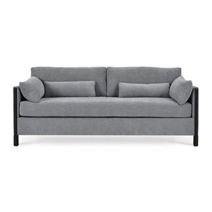 Bramble Normandy Sofa in Walnut w/ Thames Gray Ashen Performance Fabric-Bramble-Blue Hand Home