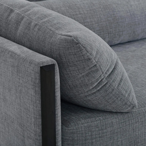 Bramble Normandy Sofa in Walnut w/ Thames Gray Ashen Performance Fabric-Bramble-Blue Hand Home
