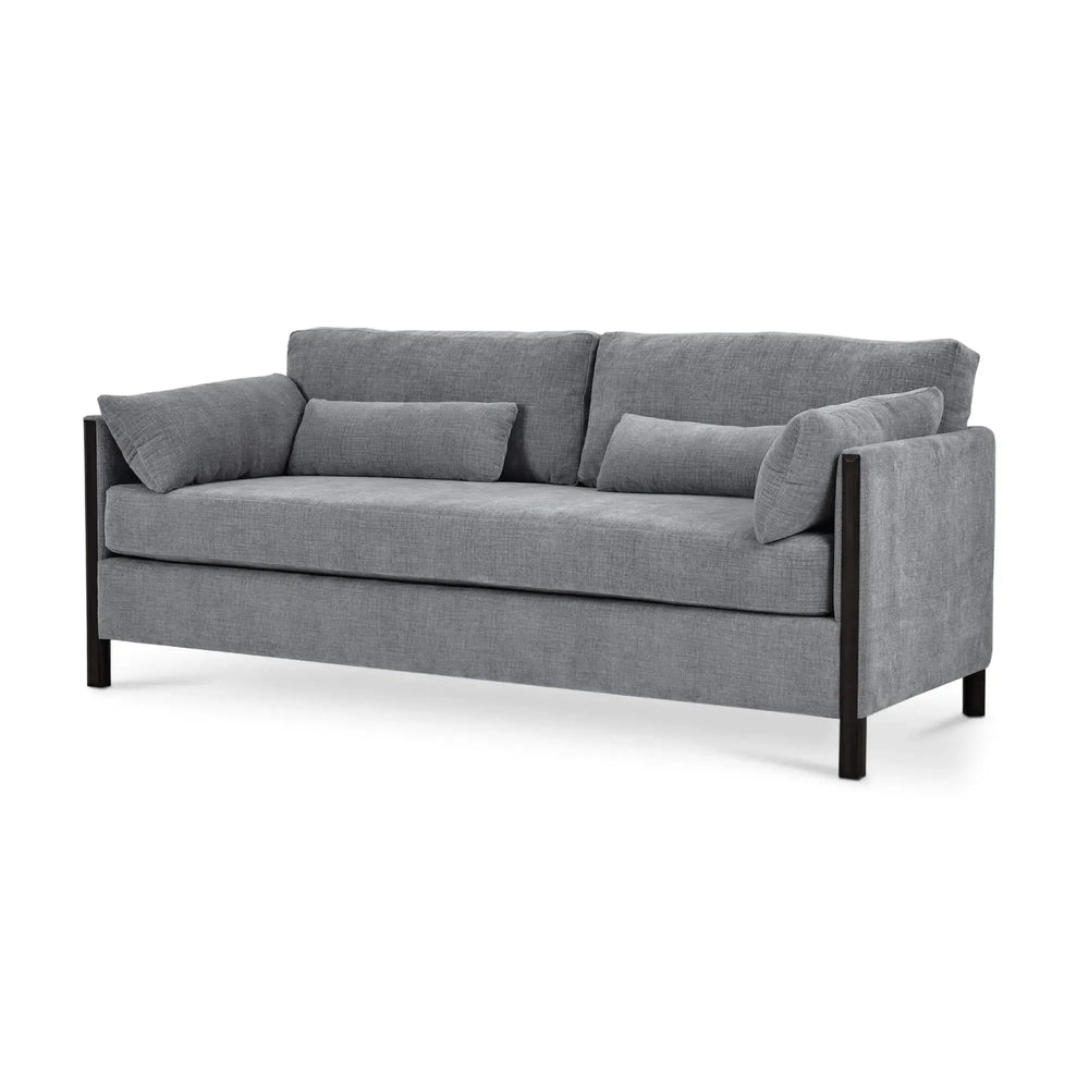 Bramble Normandy Sofa in Walnut w/ Thames Gray Ashen Performance Fabric-Bramble-Blue Hand Home