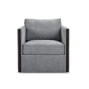 Bramble Normandy Swivel Chair in Walnut w/ Thames Gray Ashen Performance Fabric-Bramble-Blue Hand Home