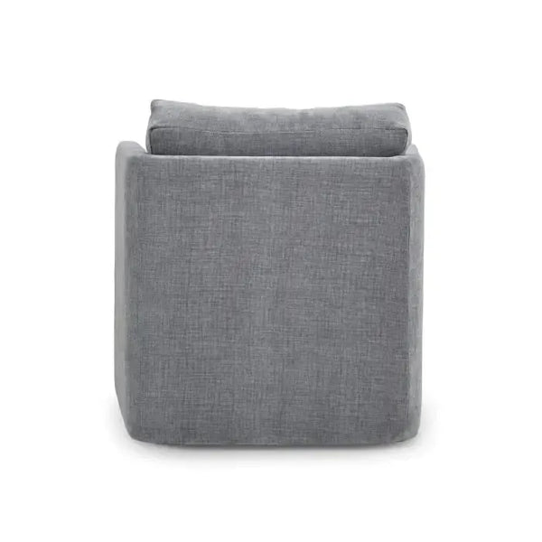 Bramble Normandy Swivel Chair in Walnut w/ Thames Gray Ashen Performance Fabric-Bramble-Blue Hand Home
