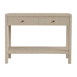 Paloma 2 Drawer Raffia Wrapped Console Table with Shelf, 40"W, Natural