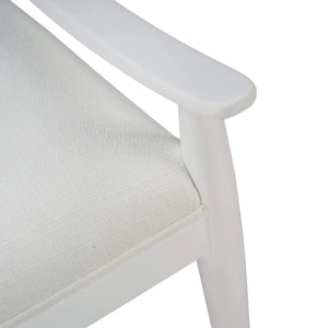 Bramble Oslo Dining Chair In True White W/ Arctic White Performance Fabric & White Rattan Back-Bramble-Blue Hand Home