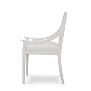 Bramble Oslo Dining Chair In True White W/ Arctic White Performance Fabric & White Rattan Back-Bramble-Blue Hand Home