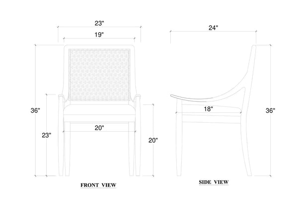 Bramble Oslo Dining Chair In True White W/ Arctic White Performance Fabric & White Rattan Back-Bramble-Blue Hand Home