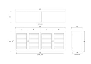 Bramble Oxford Shutter 4 Door Sideboard In Ocean Blue-Bramble-Blue Hand Home