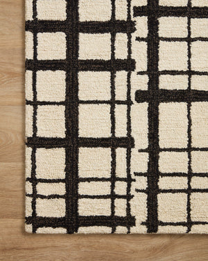 Chris Loves Julia x Loloi Polly Rugs - Black / Ivory-Blue Hand Home