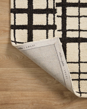 Chris Loves Julia x Loloi Polly Rugs - Black / Ivory-Blue Hand Home
